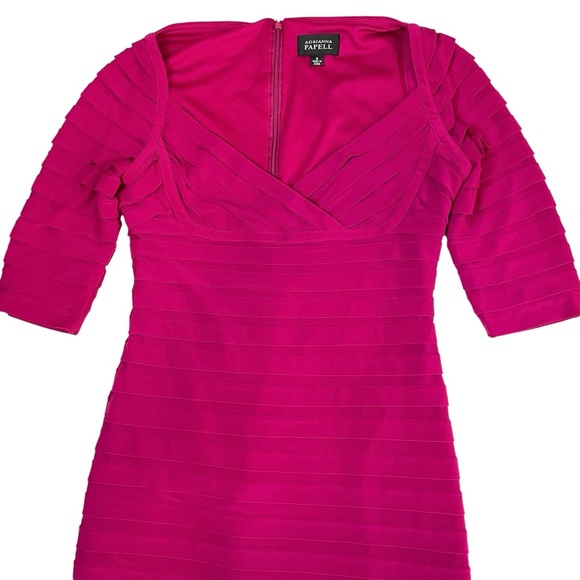Adrianna Papell Pink Tiered Layered Sheath Dress Sz 6 - Picture 3 of 10